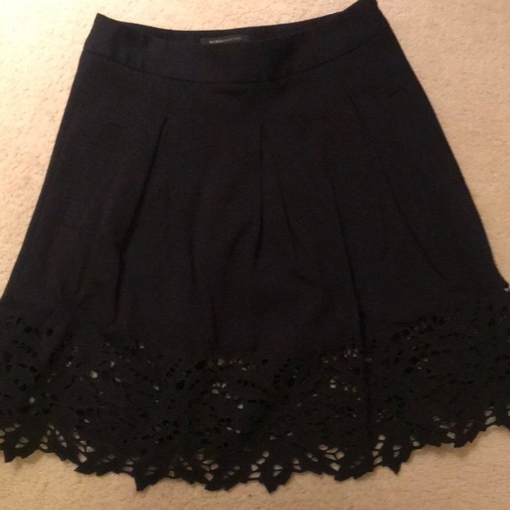 ECU BCBG Max Azria flirgy black lace skirt size 0